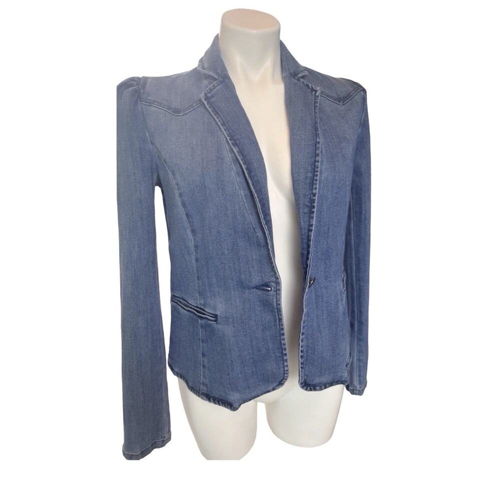 Vintage Stretch Denim Structured Blazer Womens S